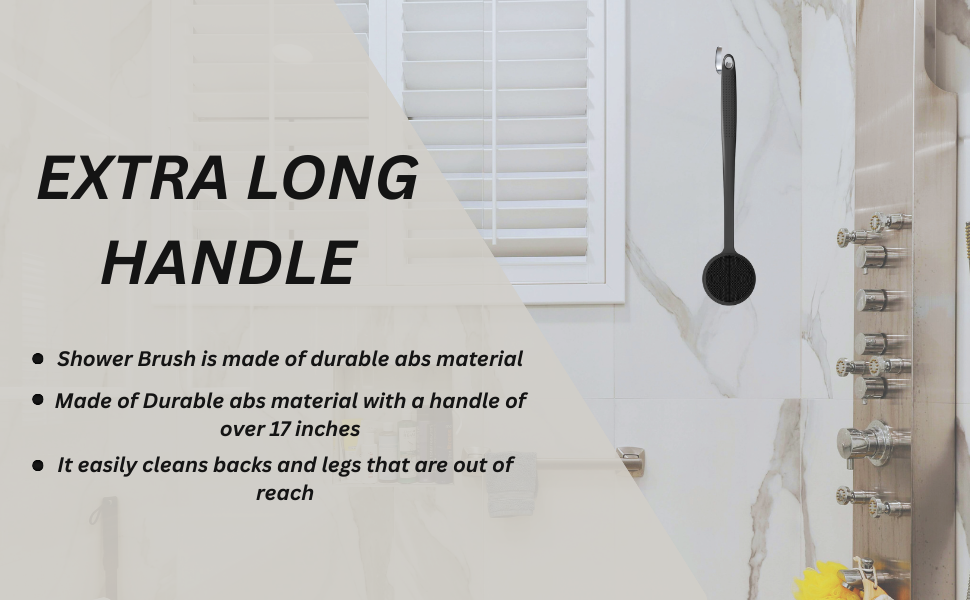 ARK Silicone Scrubber for Shower, 17 in Lengthened Long Handle Body Brush, Double Sided deep Cleaning & Massaging Shower Scrubber, Rich Foam Producer for Men & Women.